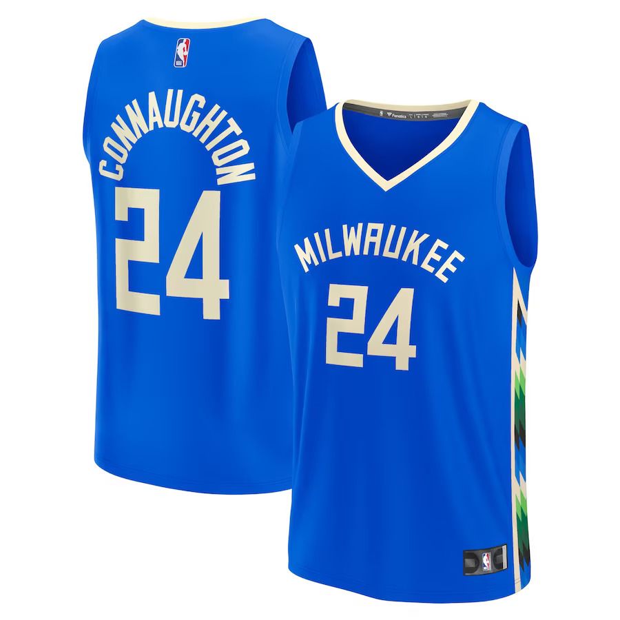 Men Milwaukee Bucks 24 Pat Connaughton Fanatics Branded Royal City Edition 2022-23 Fastbreak NBA Jersey